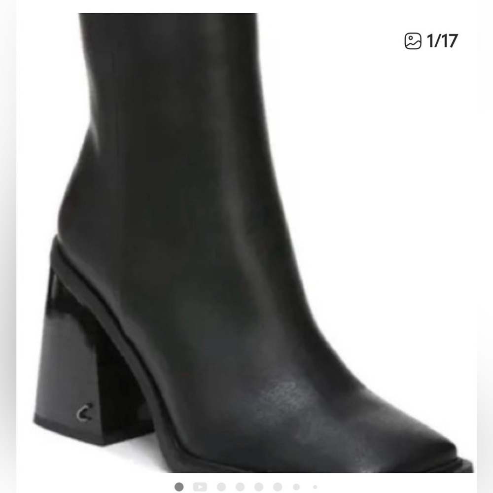 Circus by Sam Edelman Black Block Heel Angled Square Toe Ankle Boot Worn Once NB